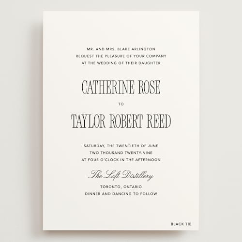 This is a silk wedding invitations with standard by Kelly Schmidt called formal minimalist printing on signature in grand