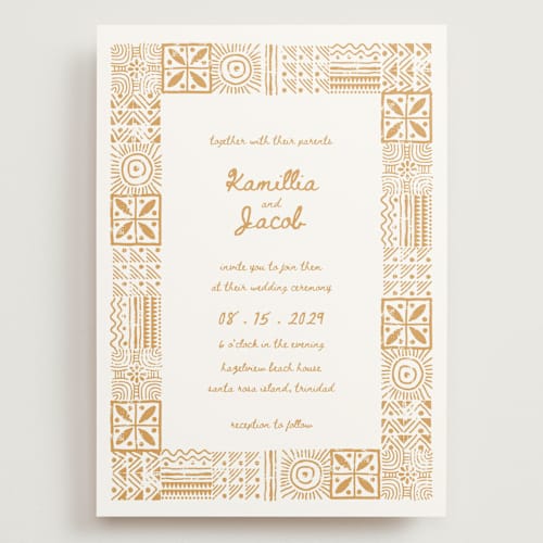 This is a amber wedding invitations with standard by Selima Akhter called tribal rythm printing on signature in grand