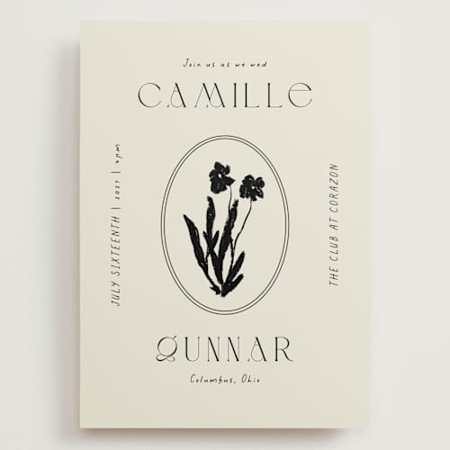 This is a onyx wedding invitations with standard by Alaina Cherup called la graine printing on signature in grand