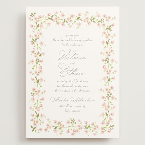 This is a peony wedding invitations with standard by Baumbirdy called rosebud printing on signature in grand