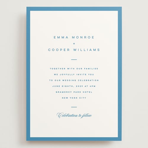 This is a cerulean wedding invitations with standard by Kristie Kern called the emma printing on signature in grand