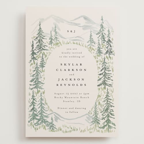 This is a forest wedding invitations with standard by Petra Kern called paradise printing on signature in grand