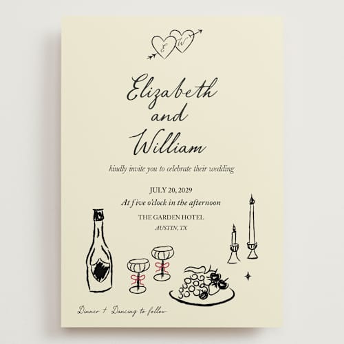 This is a champagne wedding invitations with standard by Helena Vitto called vintage lovers printing on signature in grand