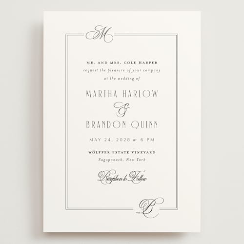 This is a tuxedo wedding invitations with standard by Nicoletta Savod called black tie elegance printing on signature in grand
