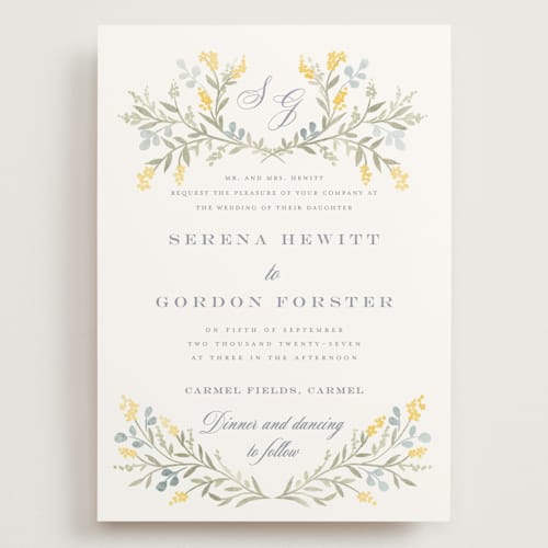 This is a spring wedding invitations with standard by Petra Kern called monogrammed printing on signature in grand