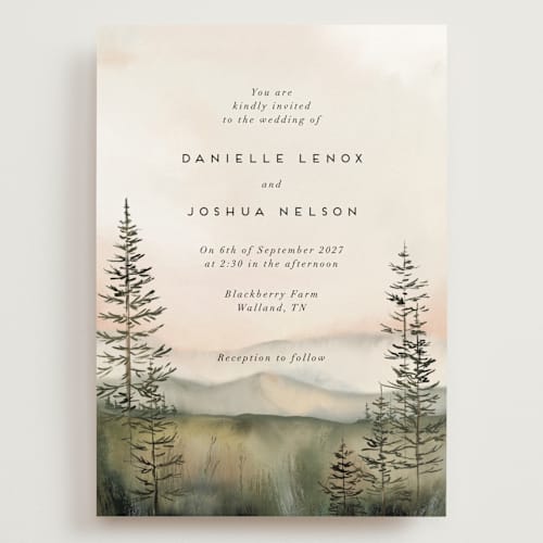 This is a forest wedding invitations with standard by Petra Kern called every single dawn with you printing on signature in grand