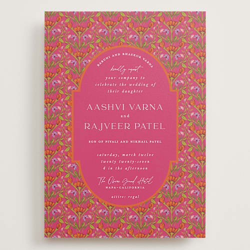 This is a fuchsia wedding invitations with standard by Pati Cascino called varna printing on signature in grand