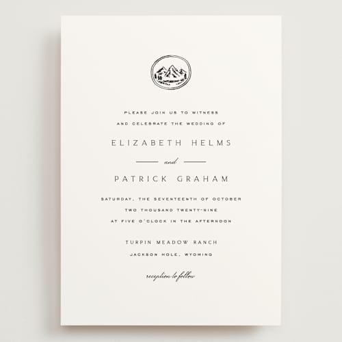 This is a cotton wedding invitations with standard by Amy Kross called aspen knoll printing on signature in grand