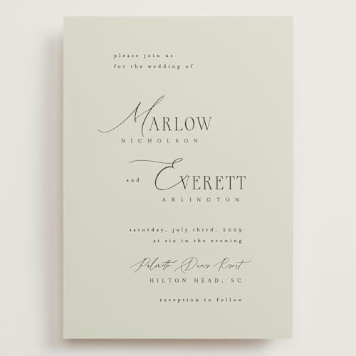This is a spring wedding invitations with standard by Kelly Schmidt called scripted initials printing on signature in grand