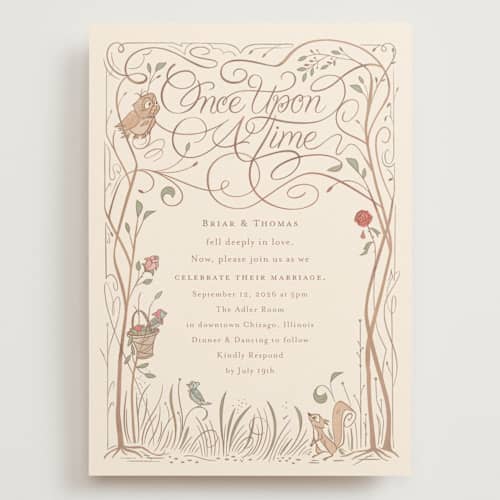 This is a autumn wedding invitations with standard by Morgan Ramberg called disney storybook printing on signature in grand