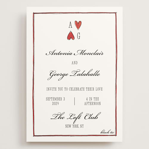 This is a lily wedding invitations with standard by Pati Cascino called two hearts printing on signature in grand