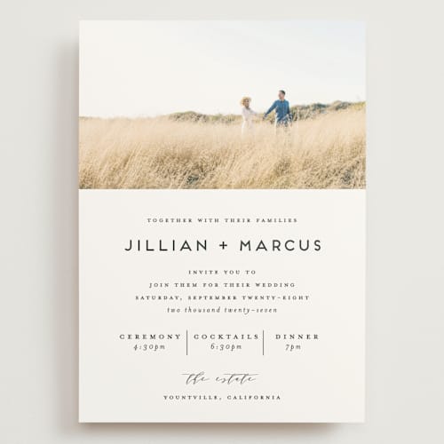 This is a linen wedding invitations with standard by Christie Garcia called picturesque printing on signature in grand