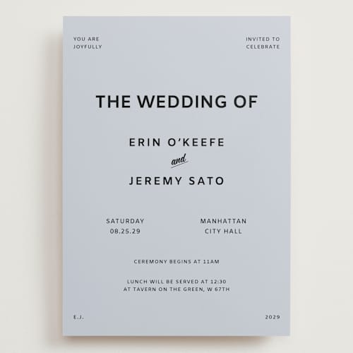 This is a sky wedding invitations with standard by Studio Suku called courthouse printing on signature in grand