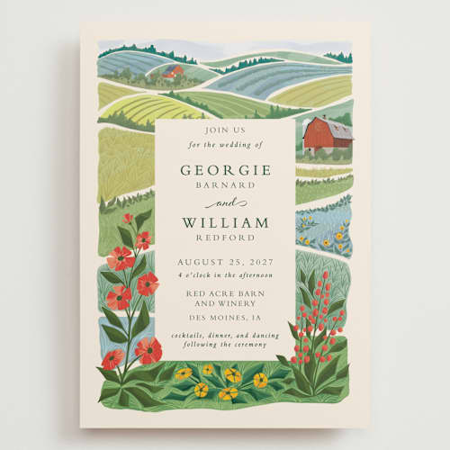 This is a barn wedding invitations with standard by Paper Sun Studio called farm and field printing on signature in grand