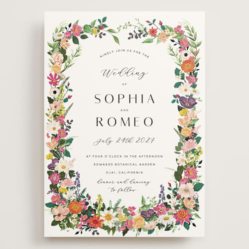 This is a daisy wedding invitations with standard by Susan Moyal called secret garden printing on signature in grand