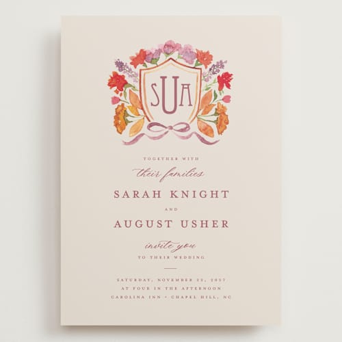 This is a autumn wedding invitations with standard by Pink House Press called crest fall printing on signature in grand