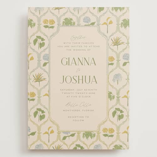 This is a summer citrus wedding invitations with standard by Vera Lim called the gallery printing on signature in grand