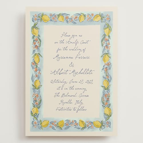 This is a aqua wedding invitations with standard by Chris Griffith called amalfi coast wedding printing on signature in grand