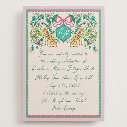 This is a peony wedding invitations with standard by Jackie Crawford called whimsical hand illustrated crest printing on signature in grand
