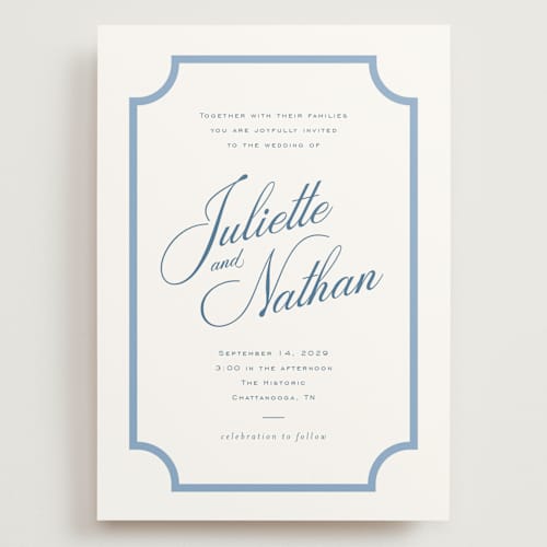 This is a bluebell wedding invitations with standard by Jessica Williams called marenza printing on signature in grand