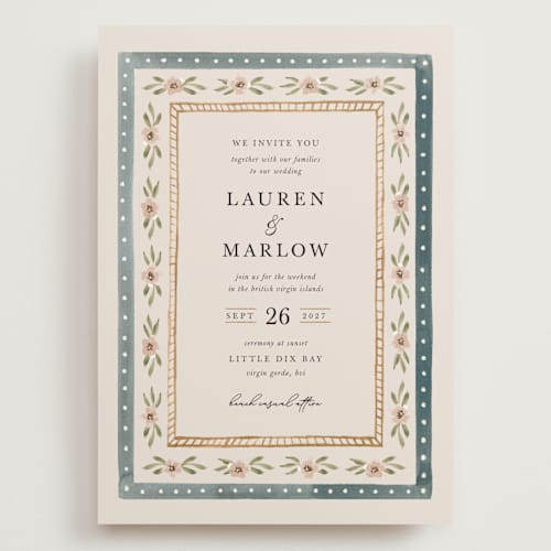 This is a sea wedding invitations with standard by leslie hamer called americana printing on signature in grand