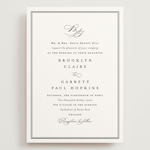 This is a noir wedding invitations with standard by Amy Kross called overlapping printing on signature in grand