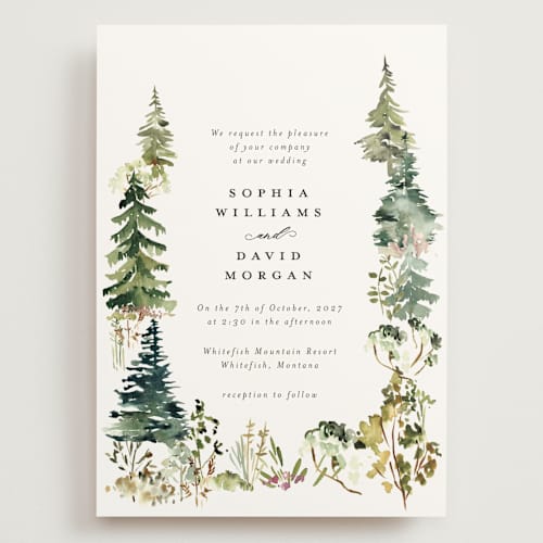 This is a forest wedding invitations with standard by Petra Kern called great outdoors printing on signature in grand