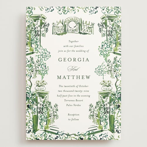 This is a sap wedding invitations with standard by Becky Nimoy called gates and pillars printing on signature in grand