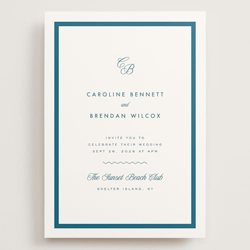 This is a ocean wedding invitations with standard by Kelly Schmidt called coast printing on signature in grand
