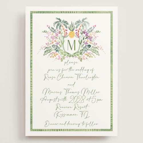 This is a jungle wedding invitations with standard by Petra Kern called tropical dreams printing on signature in grand