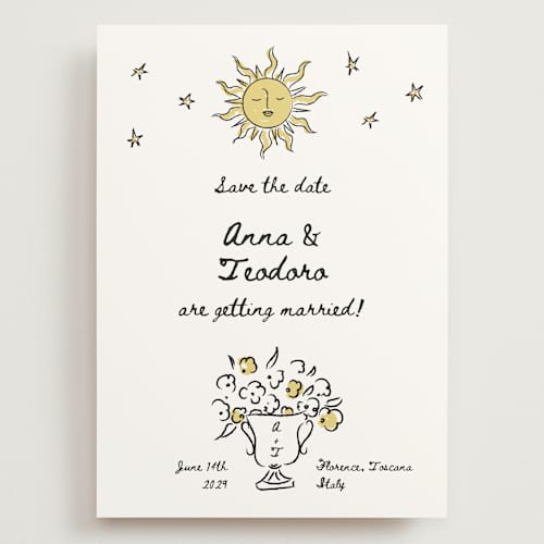 This is a nero save the date with standard by Helena Vitto called amore mio printing on signature in grand