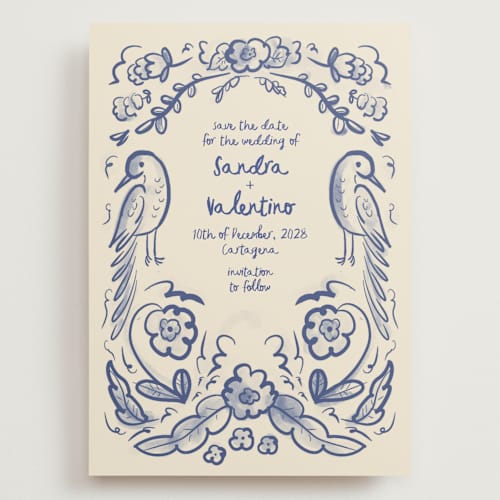 This is a marseille blue save the date with standard by Ani Somi called santa catalina printing on signature in grand