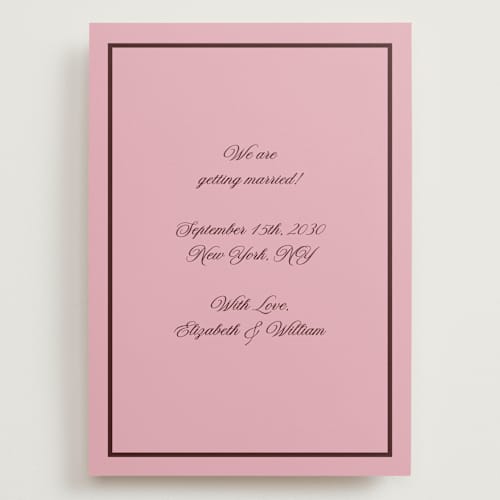 This is a pink moon save the date with standard by Helena Vitto called angelene printing on signature in grand
