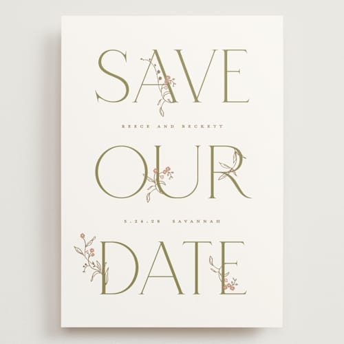 This is a ivy save the date with standard by Susan Zinader called endless summer printing on signature in grand
