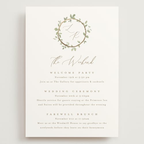 This is a ivy ceremony reception essentials with foil pressed by Everett Paper Goods called canopy printing on signature in grand