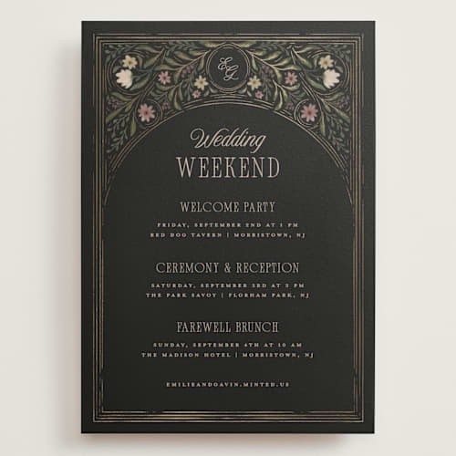 This is a noir ceremony reception essentials with foil pressed by Randi Cirelli called emilie printing on signature in grand
