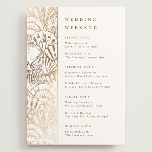 This is a pearl ceremony reception essentials with foil pressed by Maria Alou called by the seashore printing on signature in grand