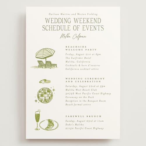 This is a palm ceremony reception essentials with standard by Jenna Holcomb called west coast toile printing on signature in grand