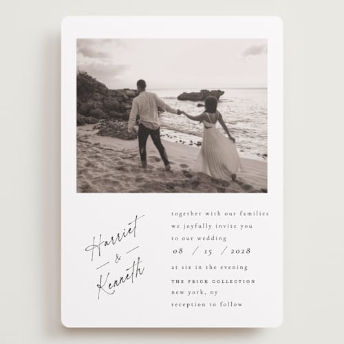 This is a linen wedding invitations with standard by Ana de Sousa called scripted elegance printing on recycled smooth signature in grand