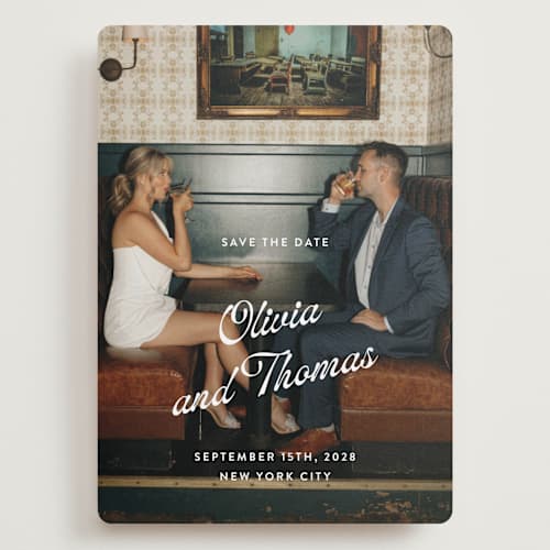 This is a sugar save the date with standard by Paper Raven Co. called manhattan printing on recycled smooth signature in grand