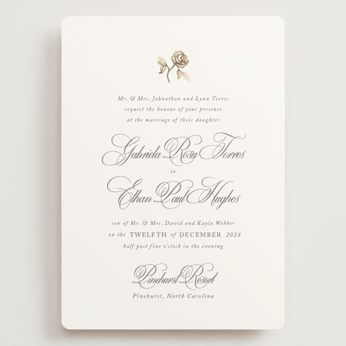This is a classic bride wedding invitations with foil pressed by Design Lotus called here with you printing on signature in grand