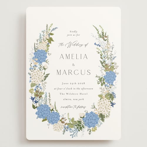 This is a coastal wedding invitations with foil pressed by Susan Moyal called garden whisper printing on signature in grand