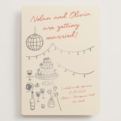 This is a sangria spark wedding invitations with foil pressed by Zove Ahhh called party on! printing on signature in grand