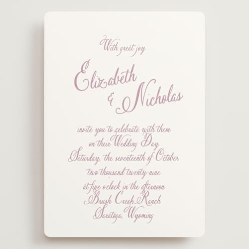 This is a lilac dreams wedding invitations with standard by Design Lotus called lavender dreams printing on signature in grand