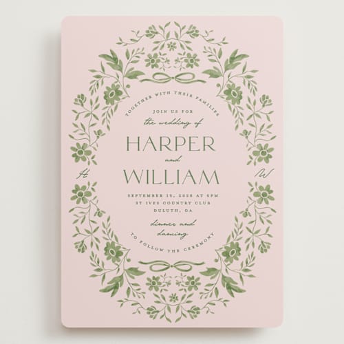 This is a english ivy wedding invitations with standard by Susan Zinader called daisy toile printing on signature in grand