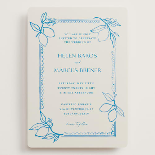 This is a ocean wedding invitations with standard by Pati Cascino called mediterraneo printing on signature in grand