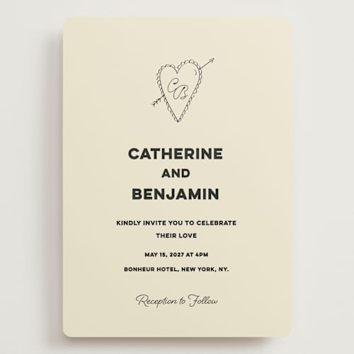 This is a leather wedding invitations with standard by Helena Vitto called crazy little thing called love printing on signature in grand