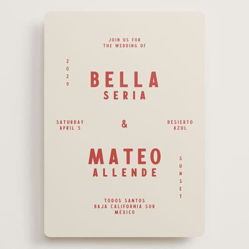 This is a sierra wedding invitations with standard by Ani Somi called coyota printing on signature in grand