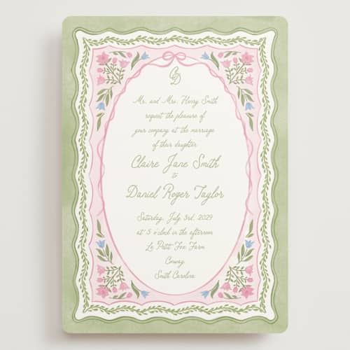 This is a garden wedding invitations with standard by Creo Study called folk garden printing on signature in grand