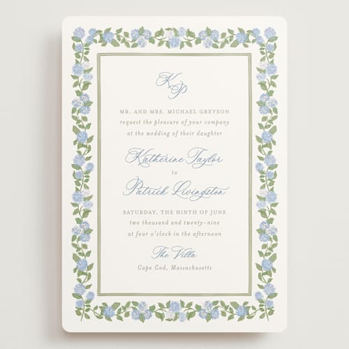 This is a ocean wedding invitations with standard by Creo Study called pillowy border printing on signature in grand